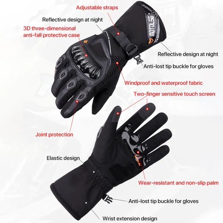 1-Pair MOTOLSG Motorcycle Riding Waterproof Winter Warm Gloves, Size:XL(Black Blue)