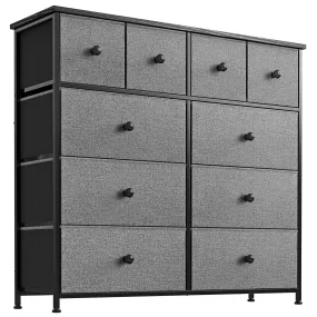 10 Drawer Steel Frame Bedroom Storage Organizer Dresser, Light Grey (Open Box)