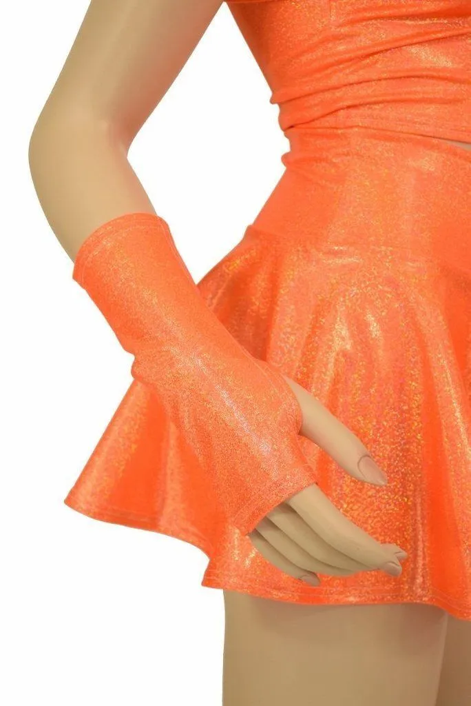 3PC Orange Top, Skirt, & Gloves Skirt Set