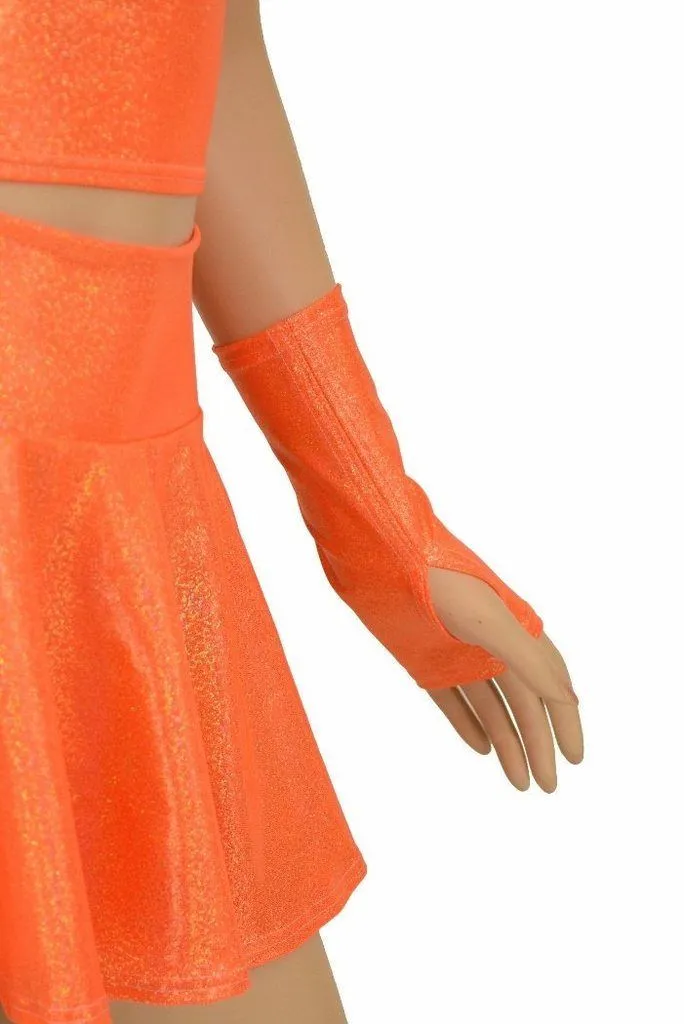 3PC Orange Top, Skirt, & Gloves Skirt Set