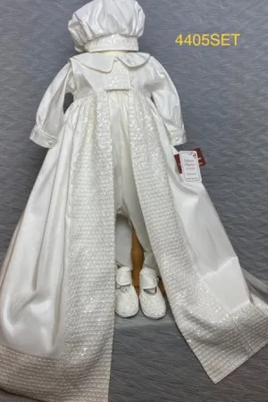 4405 Boys Christening Romper and Cape Set