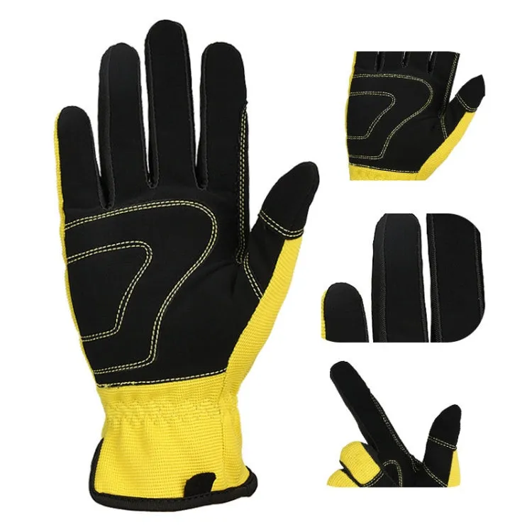 A9015 Gardening Work Touch Screen Stretch Breathable Labor Machinery Protection Gloves(XL Yellow)