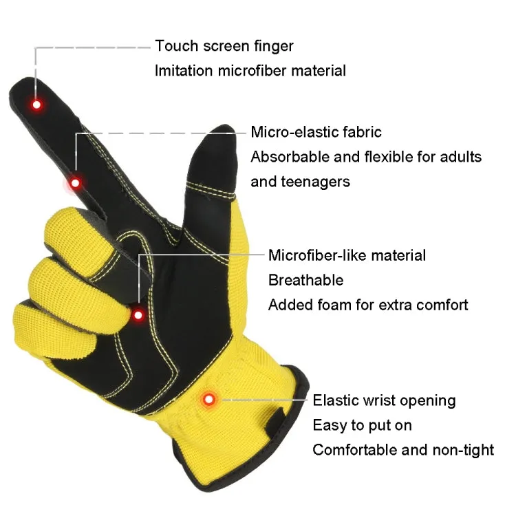 A9015 Gardening Work Touch Screen Stretch Breathable Labor Machinery Protection Gloves(XL Yellow)