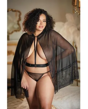 Allure Lace & Mesh Cape W/attached Waist Belt (g-string Not Included) Qn