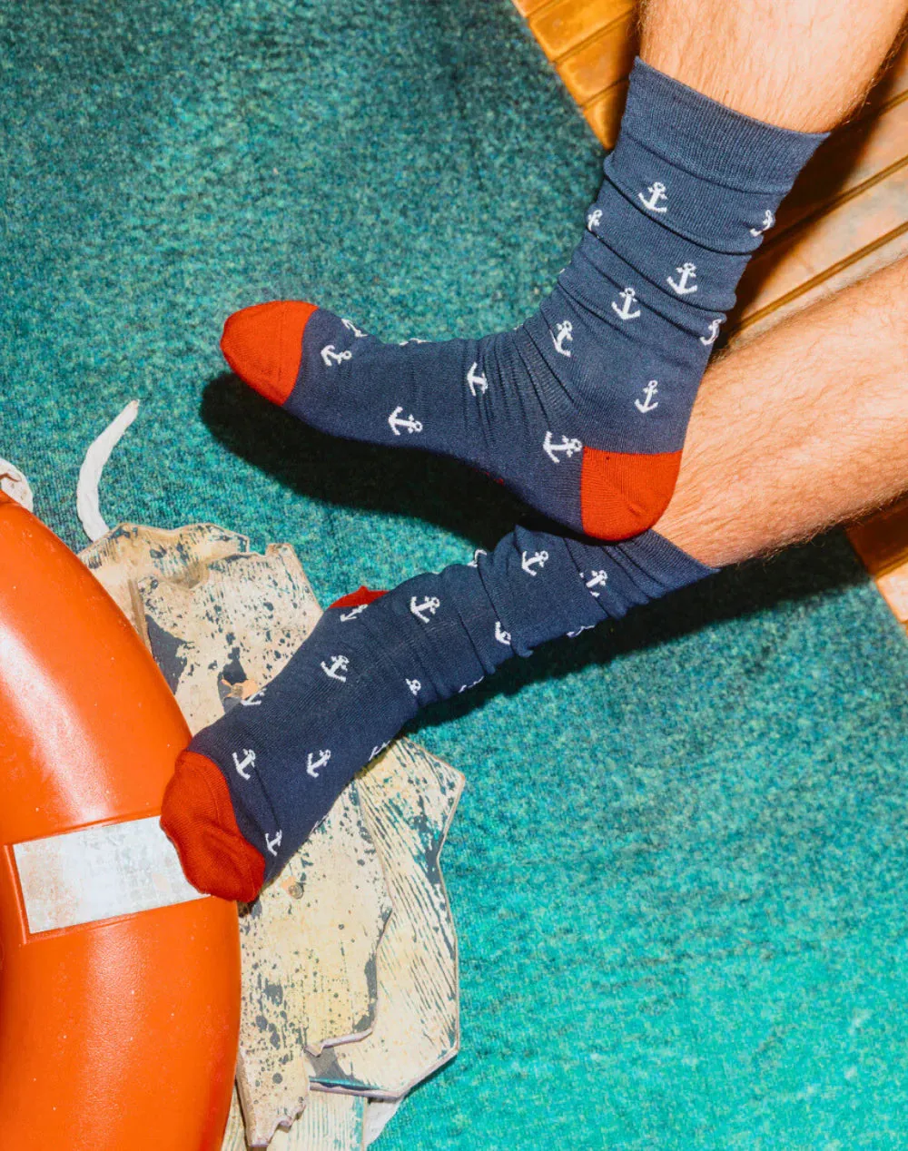 Anchors Men's Bamboo Crew Socks