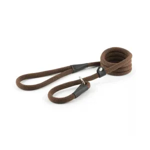 Ancol Deluxe Nylon Rope Slip Dog Lead - Brown