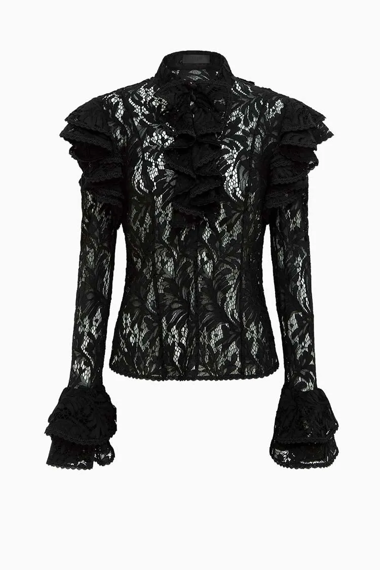 Anna Lace Blouse - Ebony