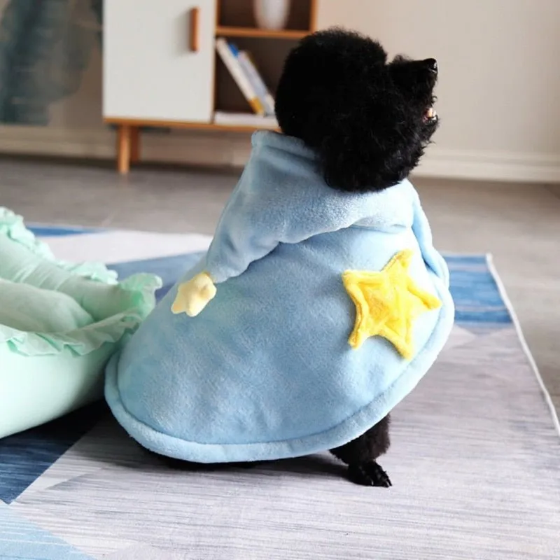 Anniepaw Winter Soft Flannel Blanket with Hood for Cat Dog Thickened Night Robe Pajamas Coat Nightwear