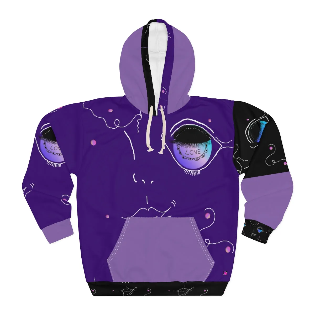 AOP Unisex Pullover Hoodie BLUE EYE DOODLES