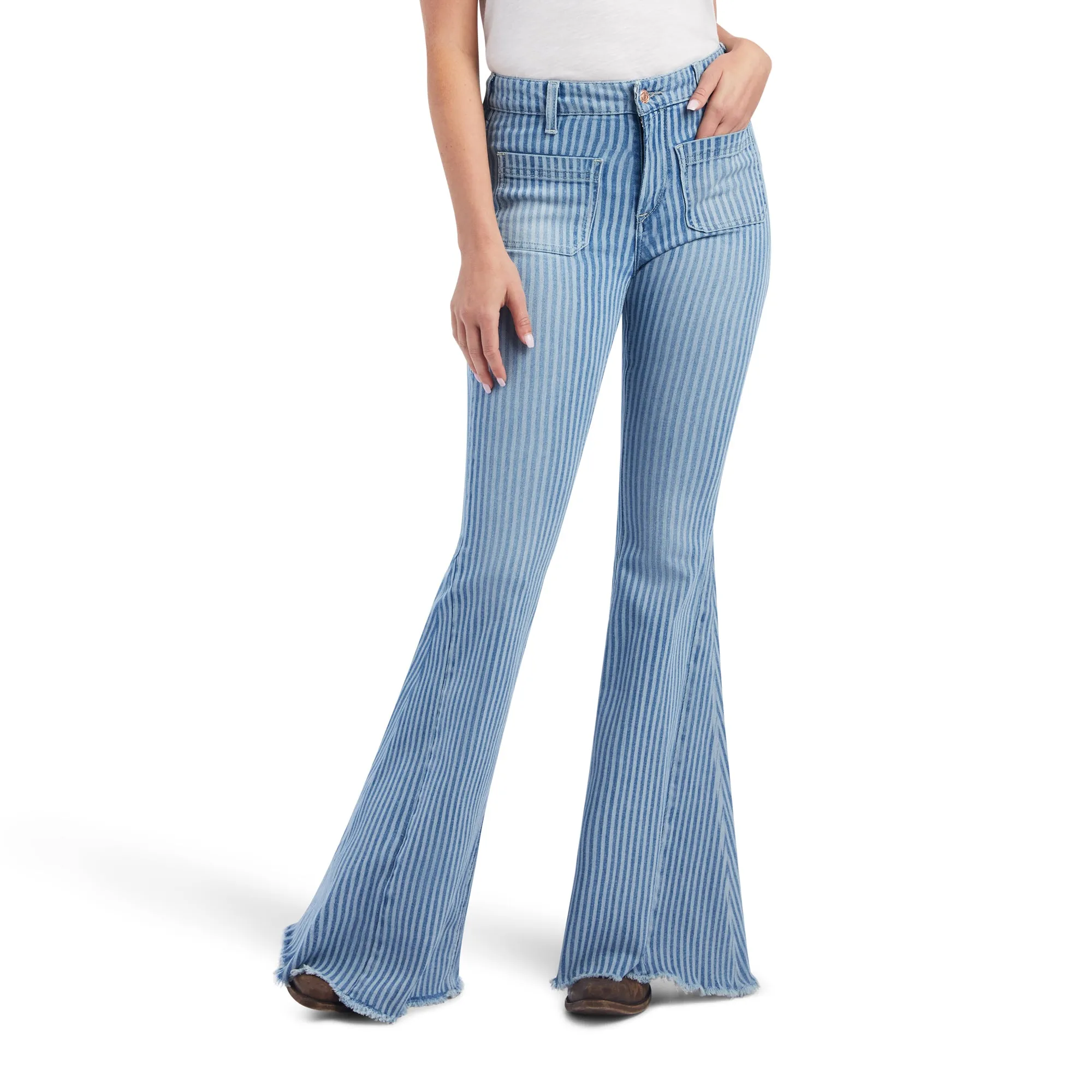 Ariat Ladies Laser Stripe Slim Light Wash Trouser Denim Jeans 10042601