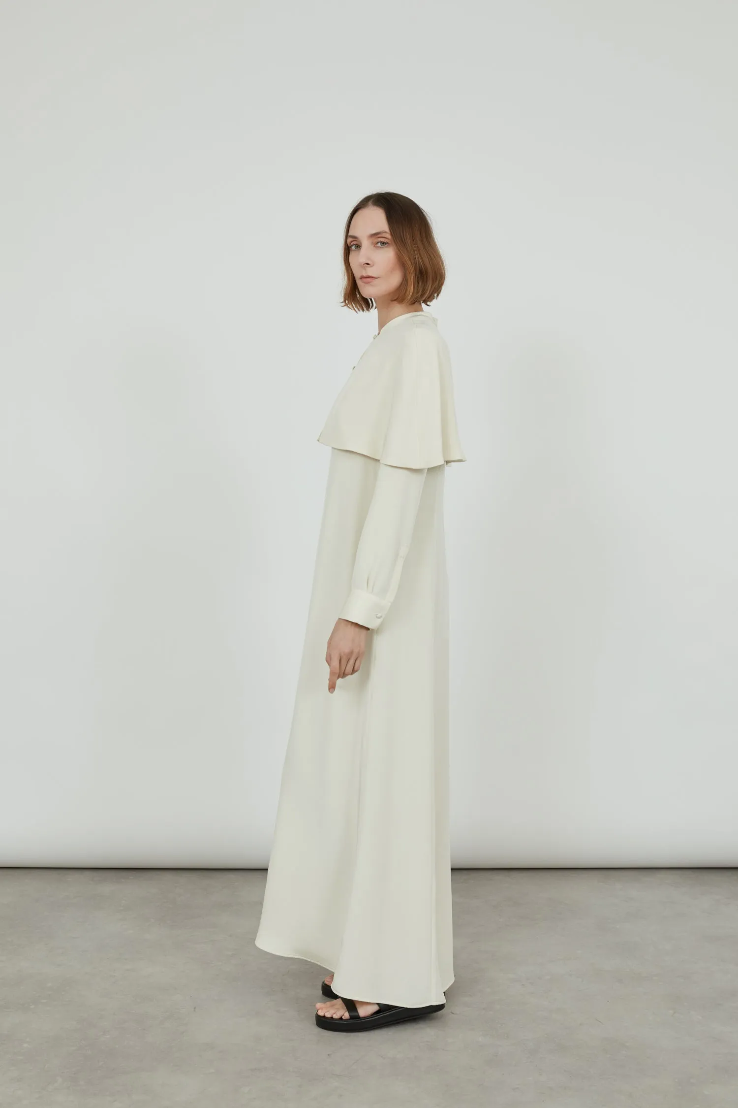 Aya cape | Off White - Crepe silk