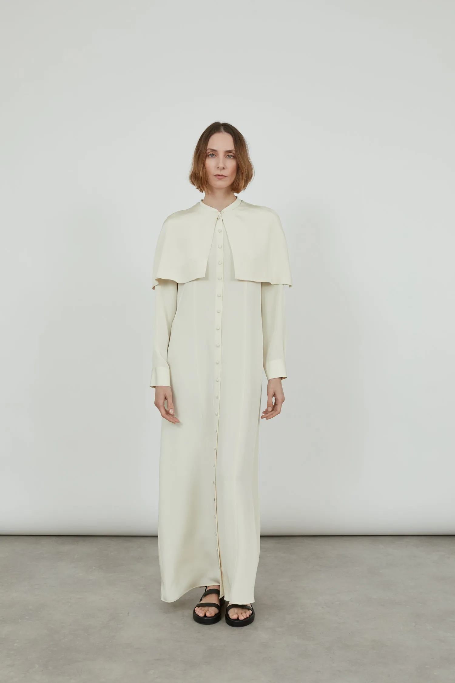 Aya cape | Off White - Crepe silk