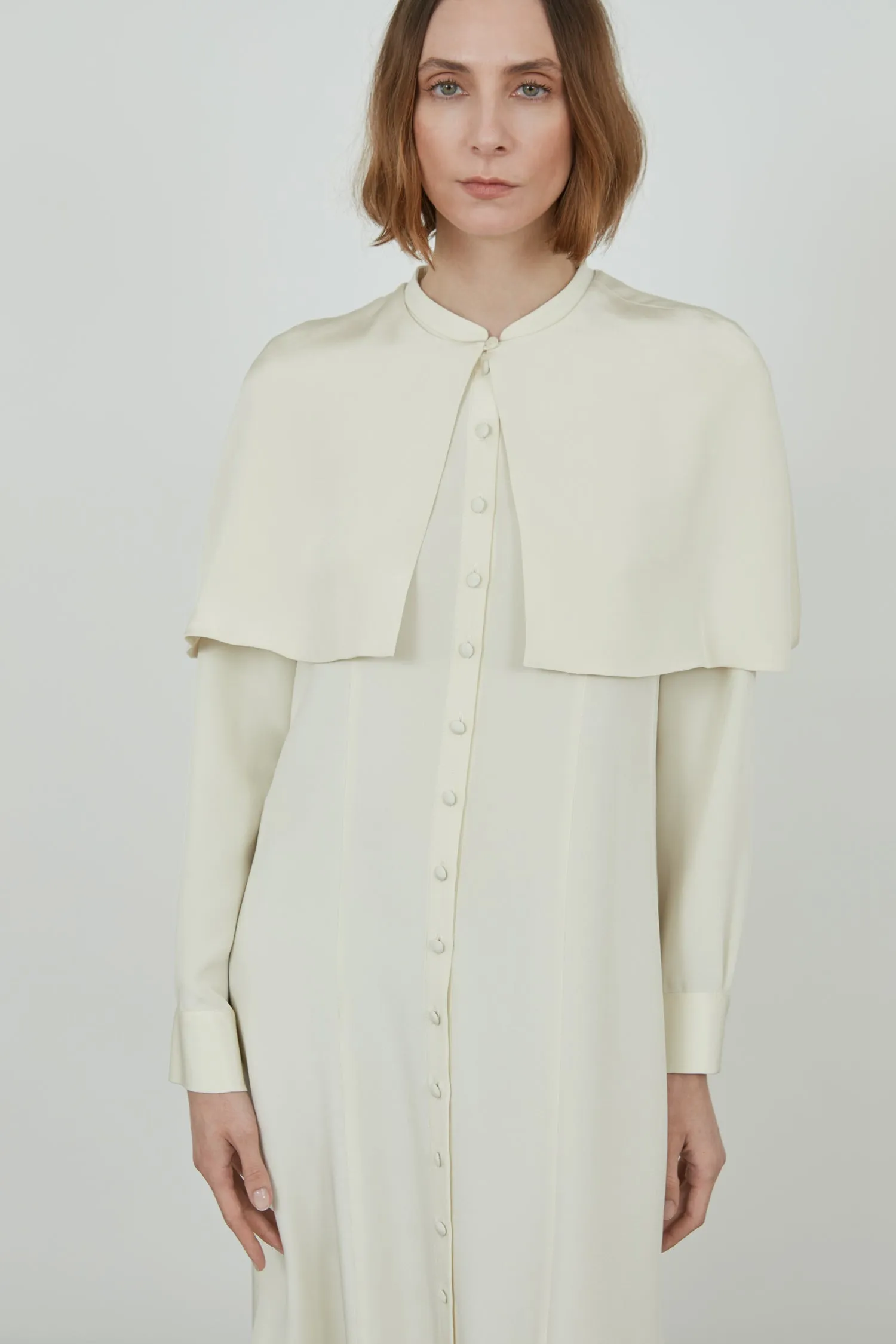 Aya cape | Off White - Crepe silk