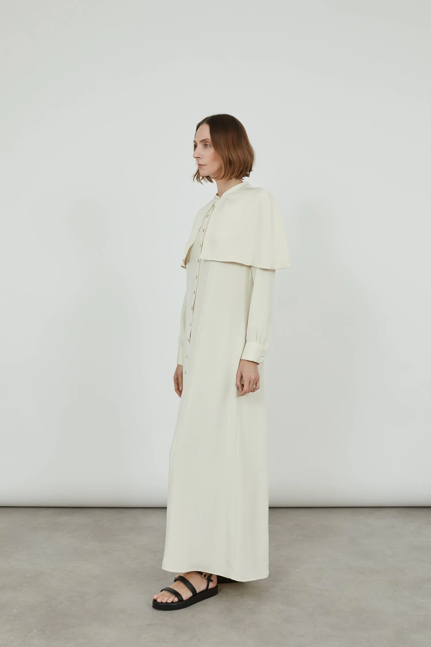 Aya cape | Off White - Crepe silk