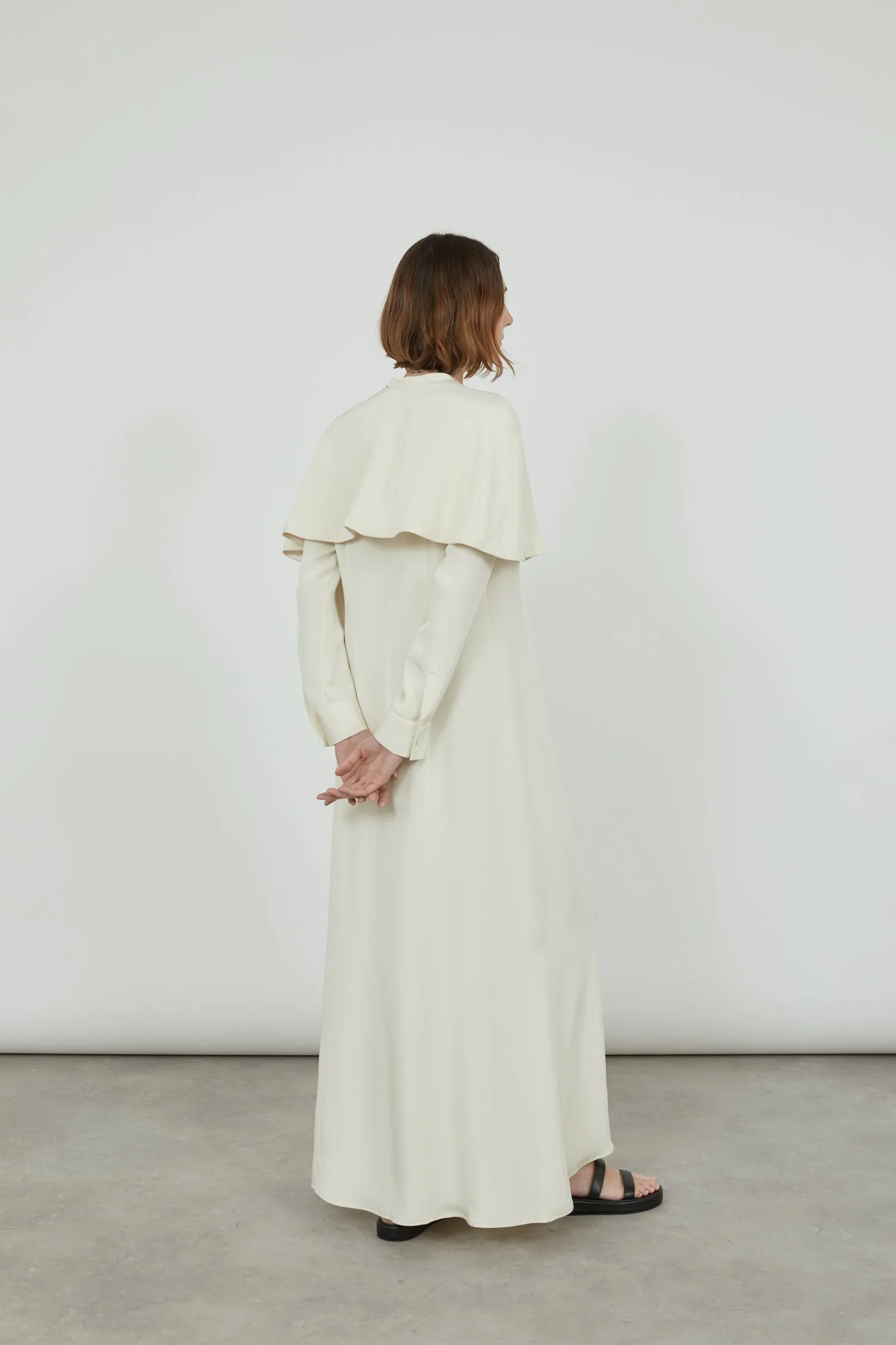 Aya cape | Off White - Crepe silk