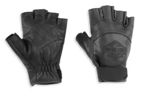 Bar & Shield Fingerless Leather Gloves