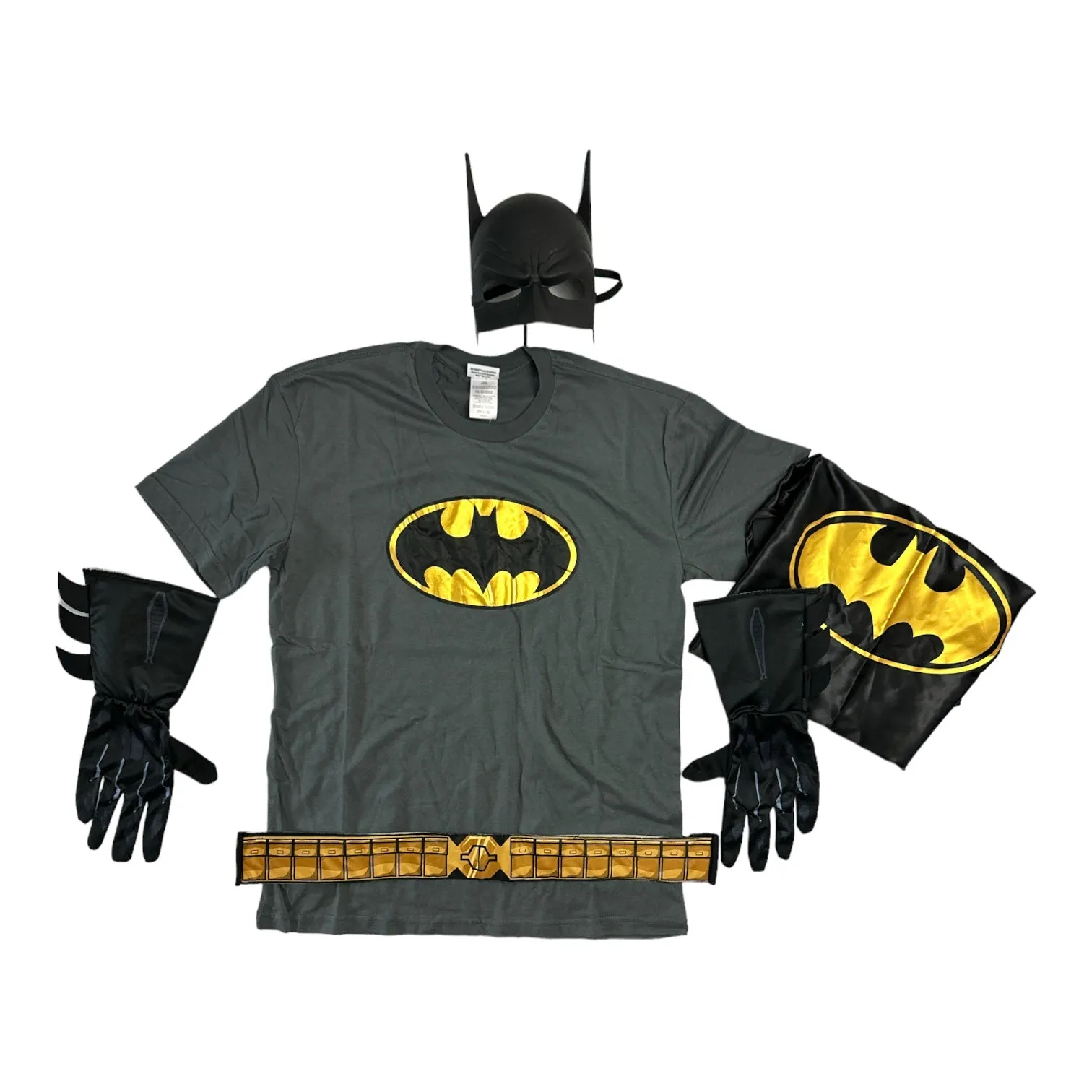 Batman Men's Short Sleeve T-Shirt, Mask, Belt & Gloves Costume Set