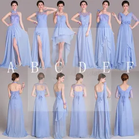 Beautiful Mismatched A Line Lace Up Back Inexpensive Long Bridesmaid Dresses, WD0250