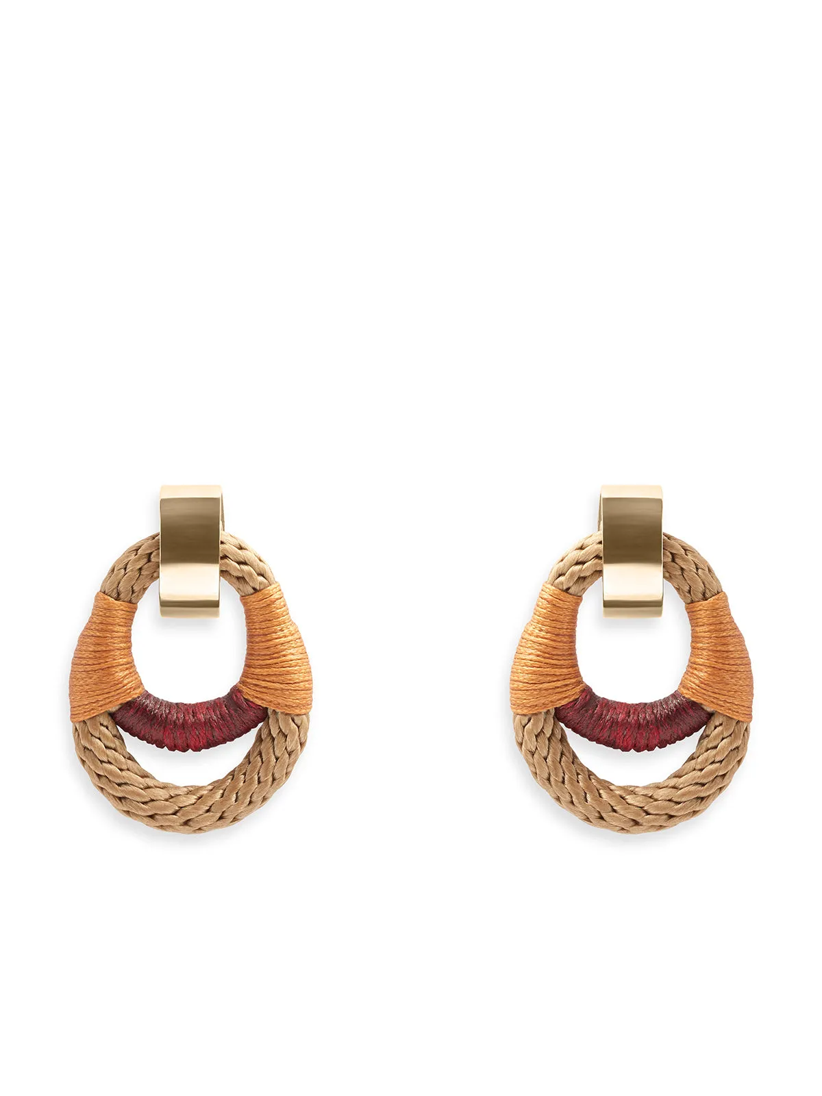 Beige, Camel & Maroon Vessel Earrings