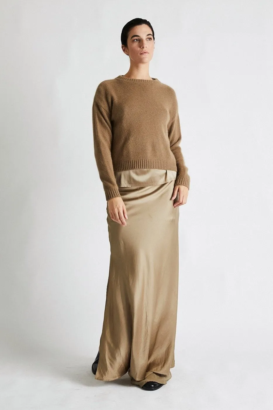   Beryll Helena Silk Skirt | Caramel