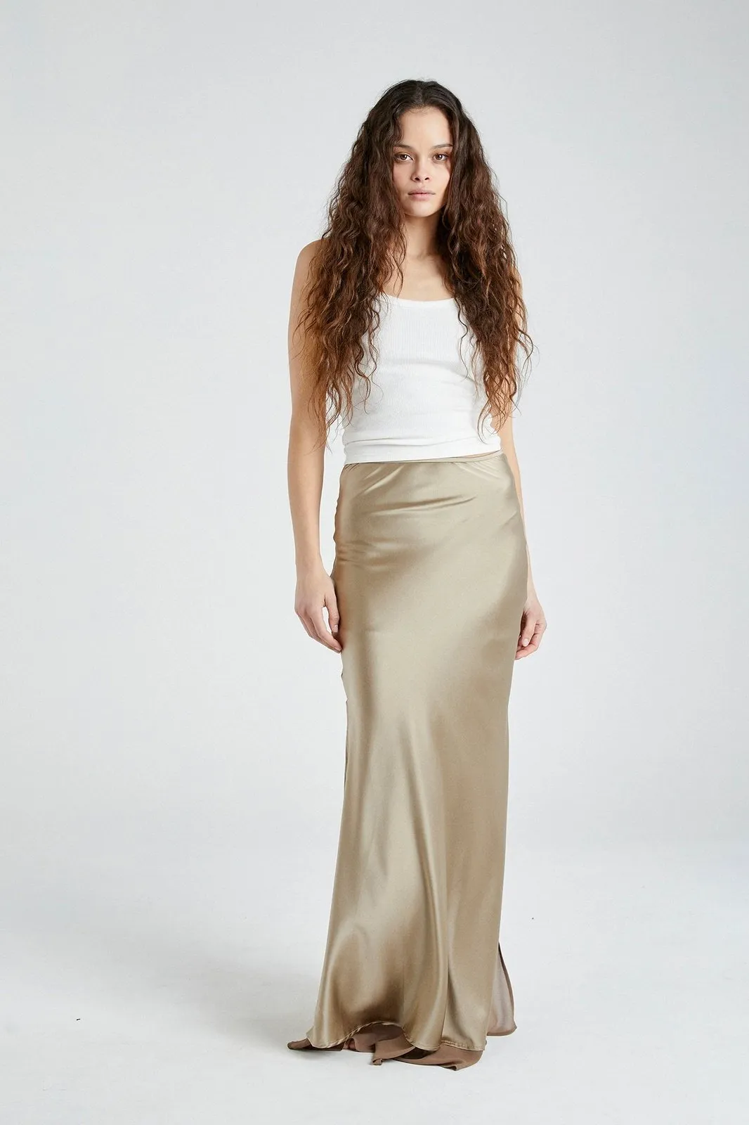   Beryll Helena Silk Skirt | Caramel