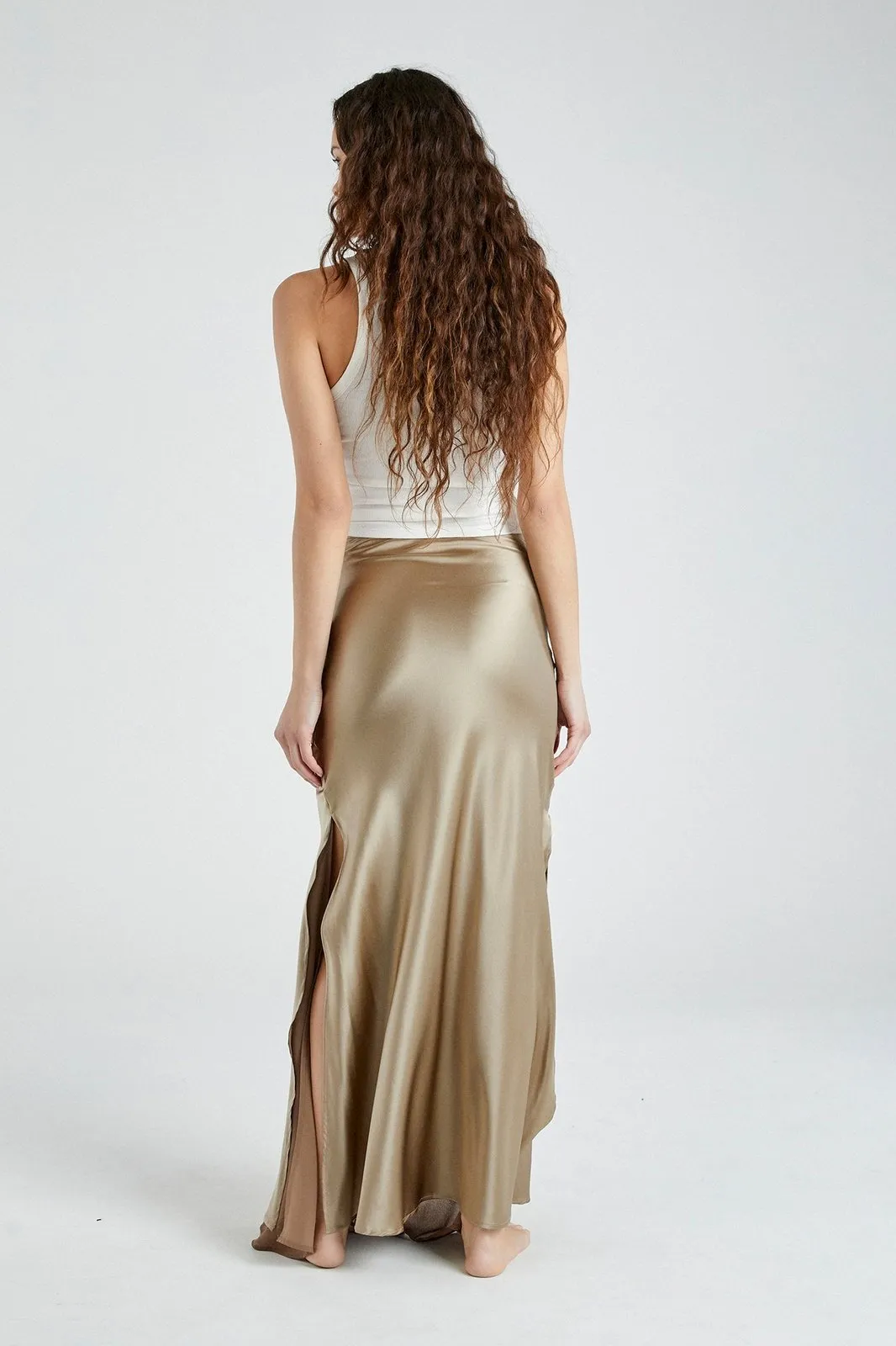   Beryll Helena Silk Skirt | Caramel