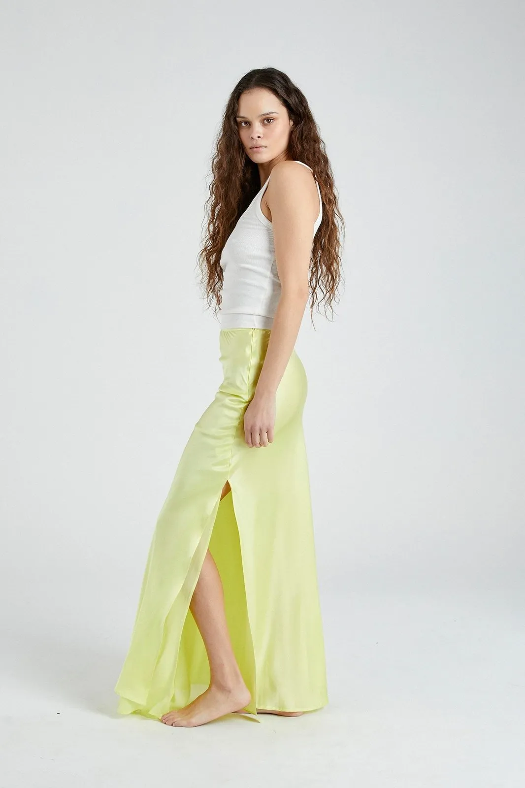   Beryll Helena Silk Skirt | Lemon