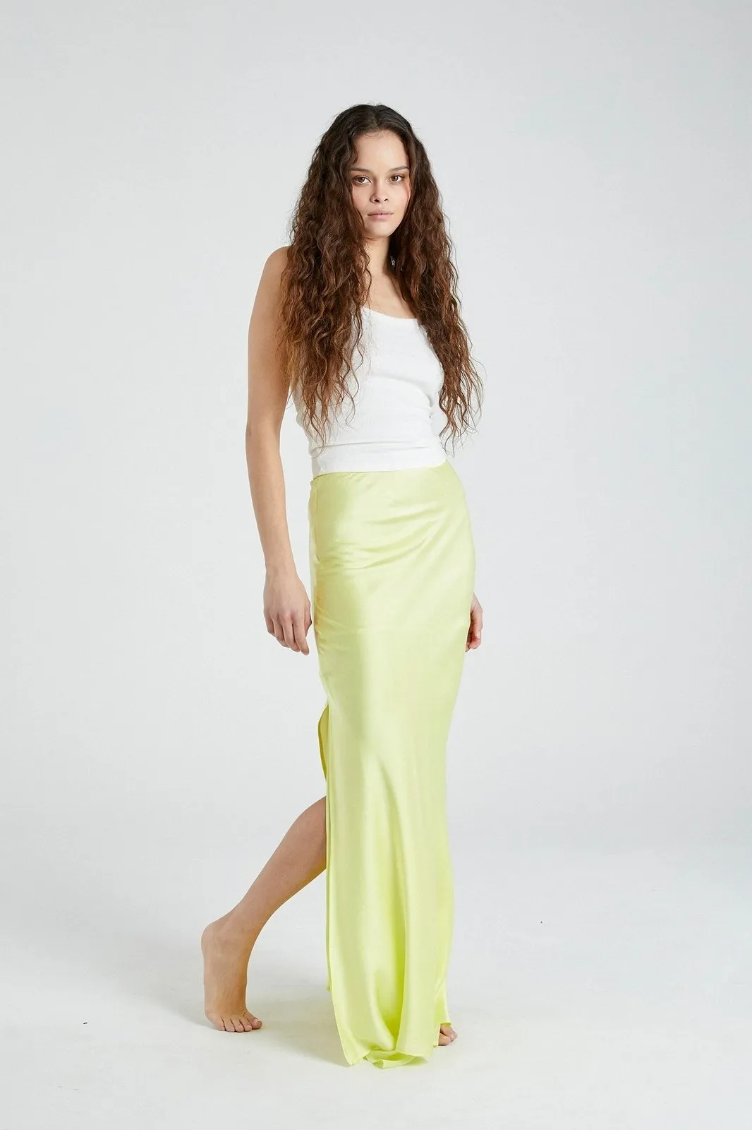   Beryll Helena Silk Skirt | Lemon