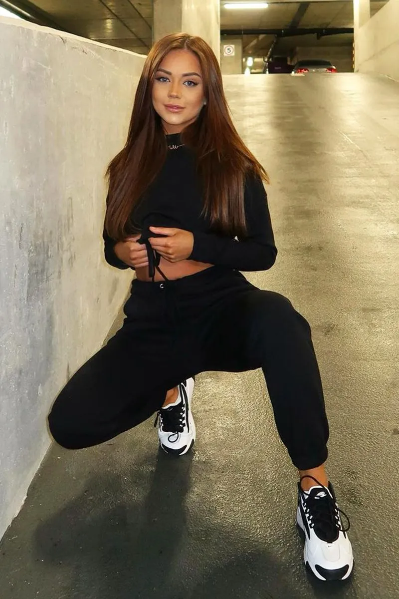 Black Drawstring Waist Jumper and Joggers Co-ord - Kayla