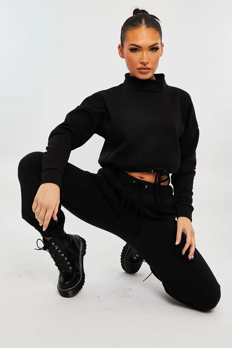 Black Drawstring Waist Jumper and Joggers Co-ord - Kayla