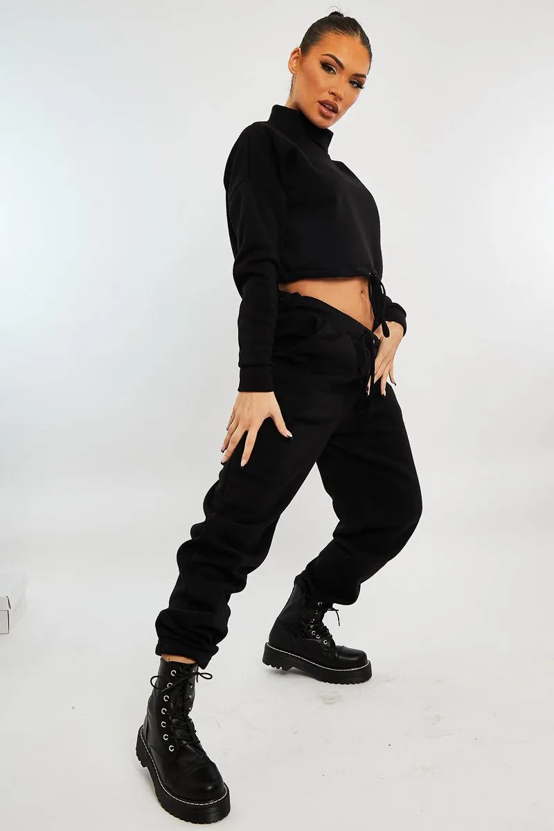 Black Drawstring Waist Jumper and Joggers Co-ord - Kayla