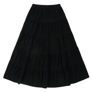 Black Jersey Tiered Maxi Skirt