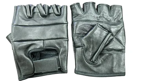 Black Leather Fingerless Gloves