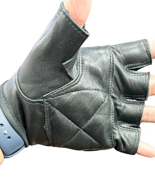 Black Leather Fingerless Gloves