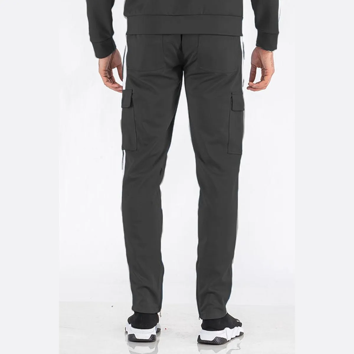 Black Striped Cargo Track Pants