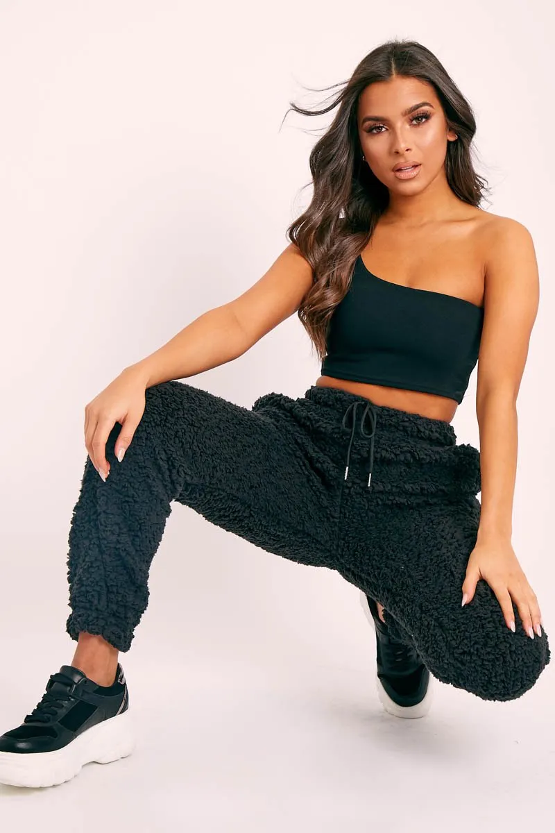 Black Teddy Borg Joggers - Allyssa