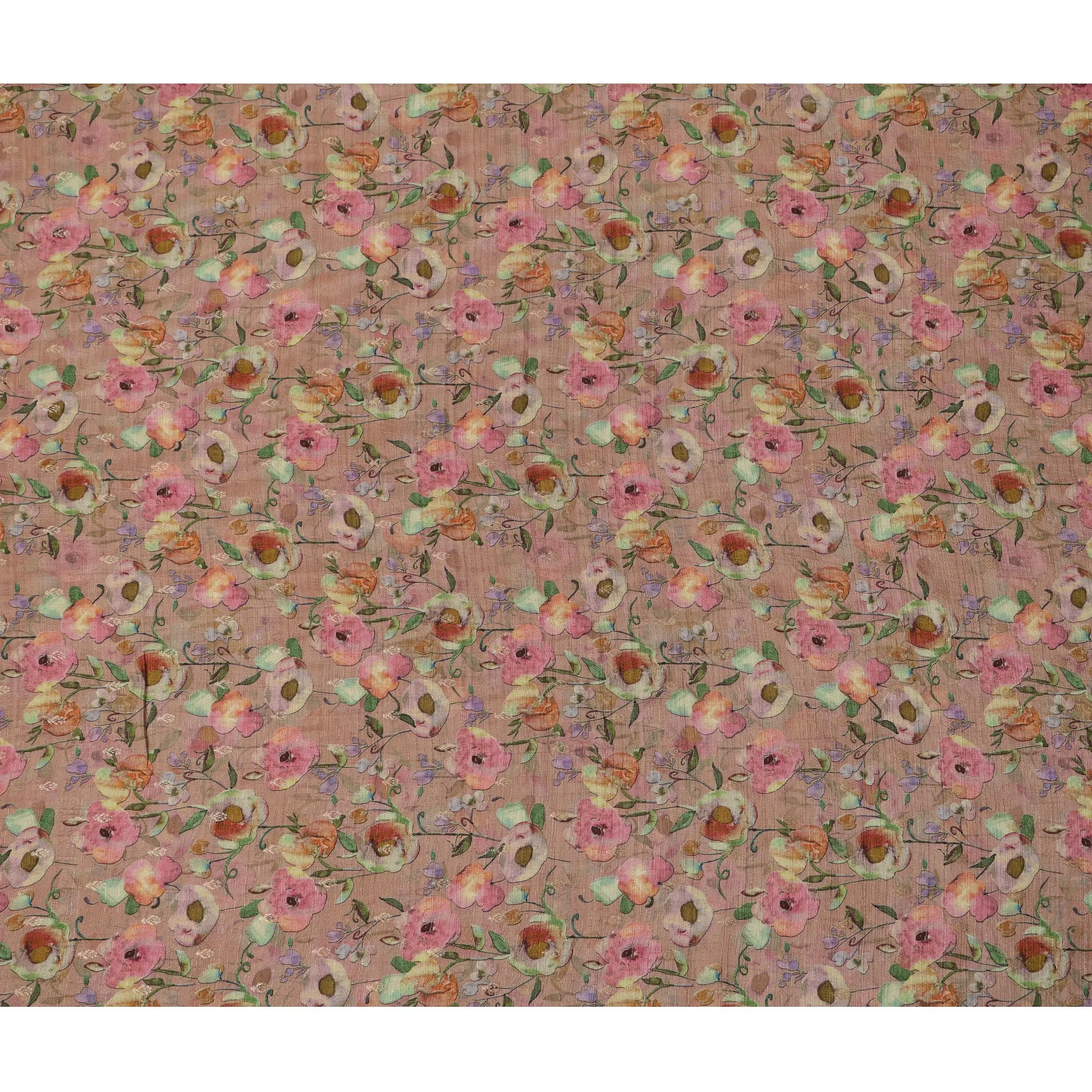 Blush Pink Botanical Linen-Cotton Blend Fabric, 110 cm Wide, Made in India-D20999