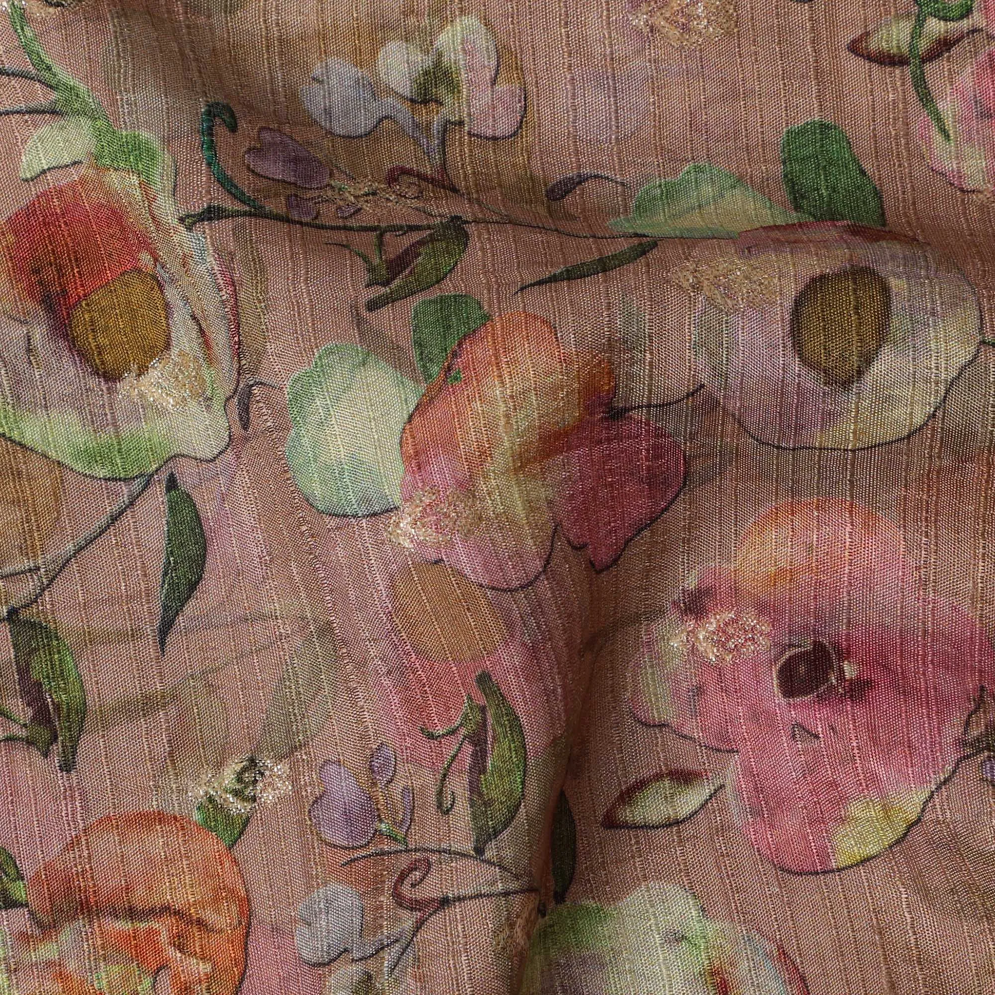 Blush Pink Botanical Linen-Cotton Blend Fabric, 110 cm Wide, Made in India-D20999