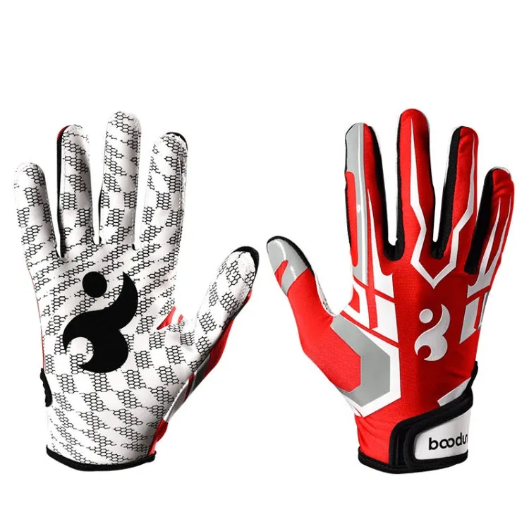 BOODUN C281071G Baseball Rugby Gloves Fitness Sports Anti-Slip Outdoor Hiking Gloves(Red L)