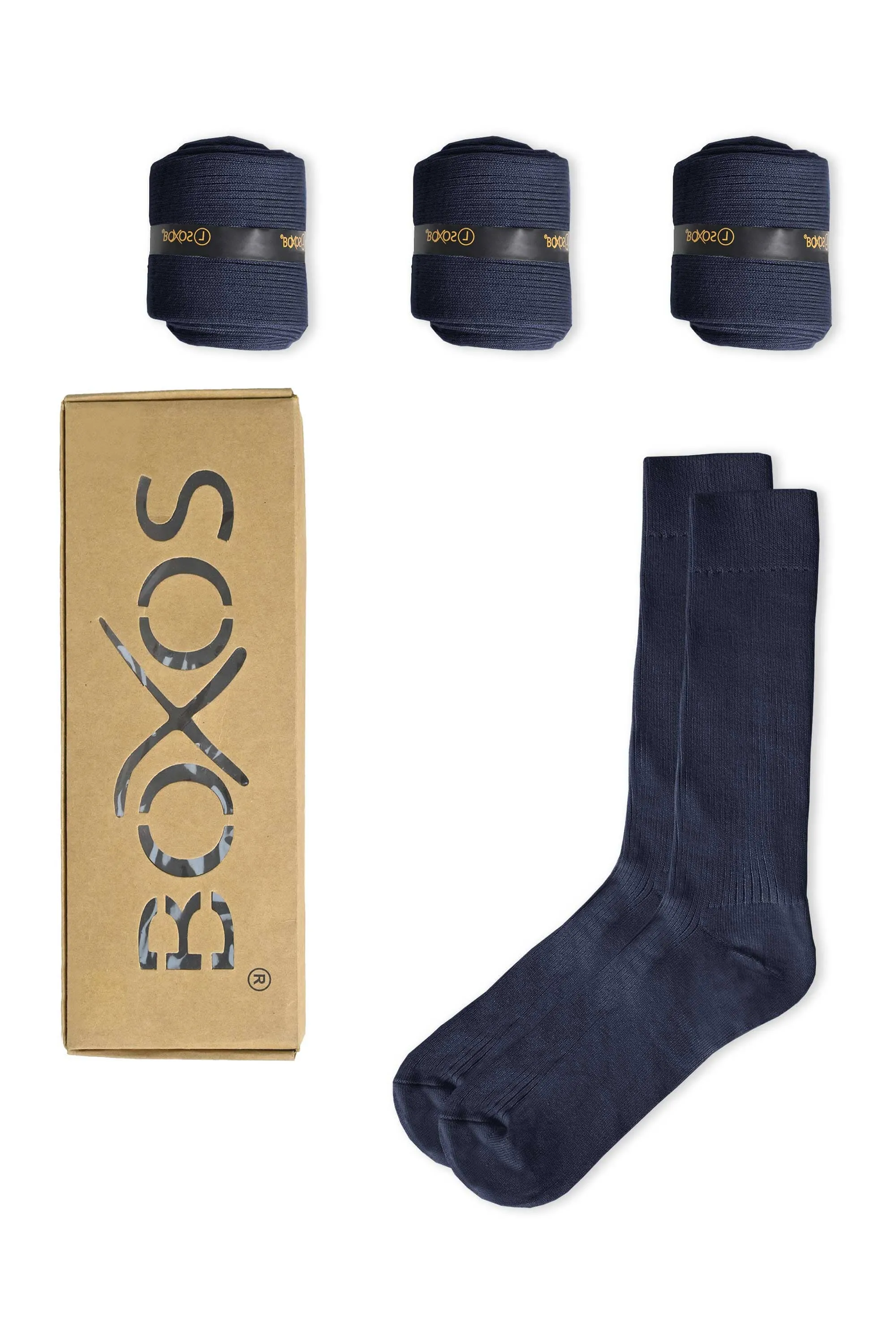 Boxos Men's Classic Crew Socks - Pack Of 4