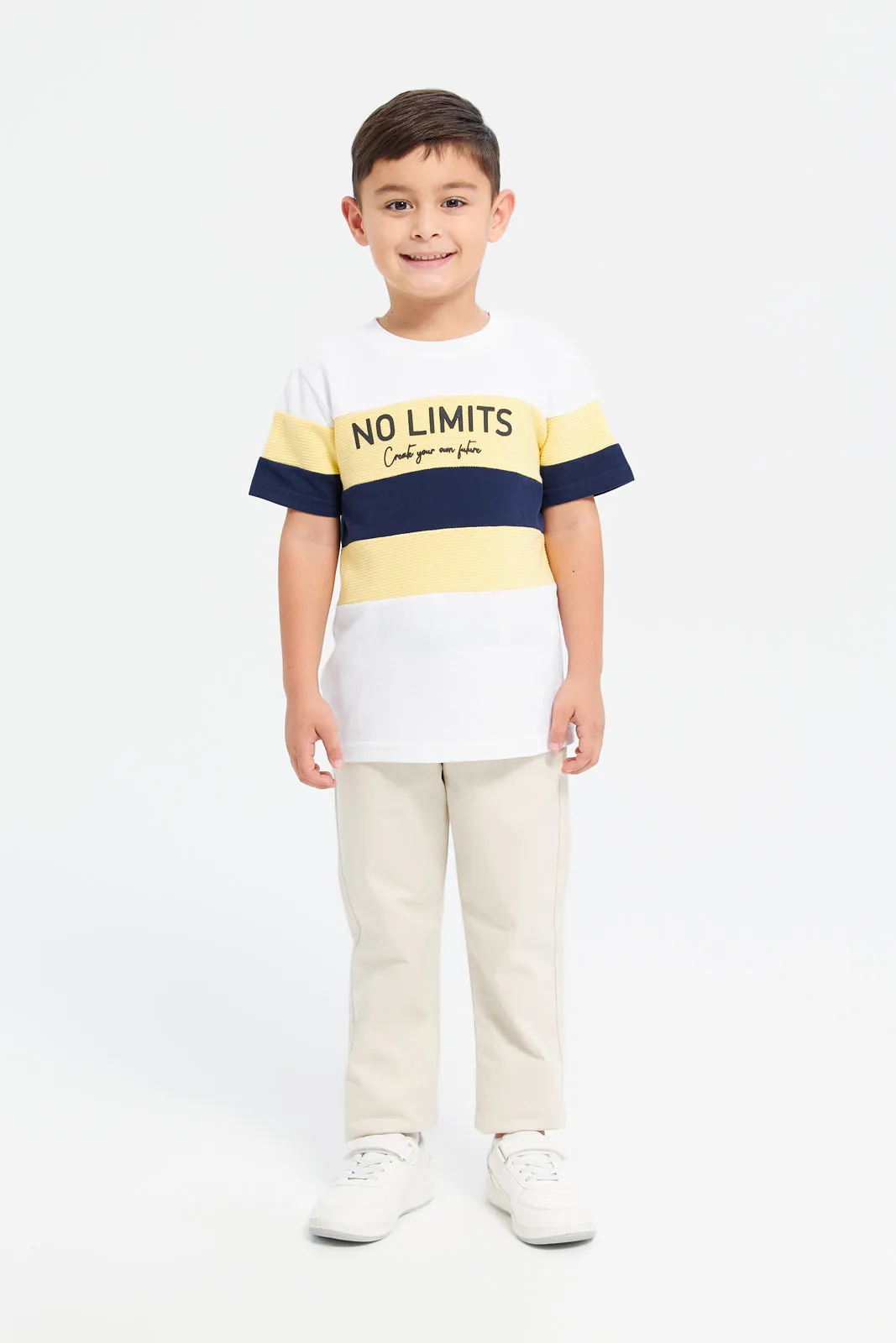 Boys Beige Belted Trousers