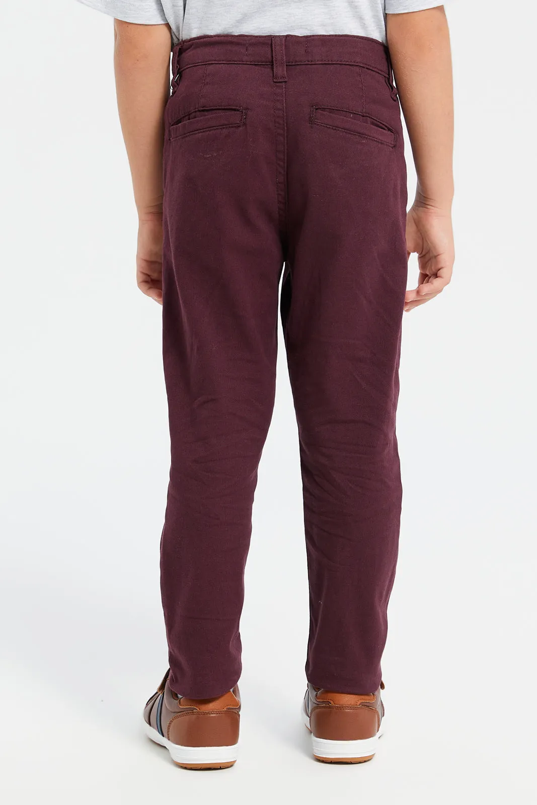 Boys Burgundy Chino Trousers