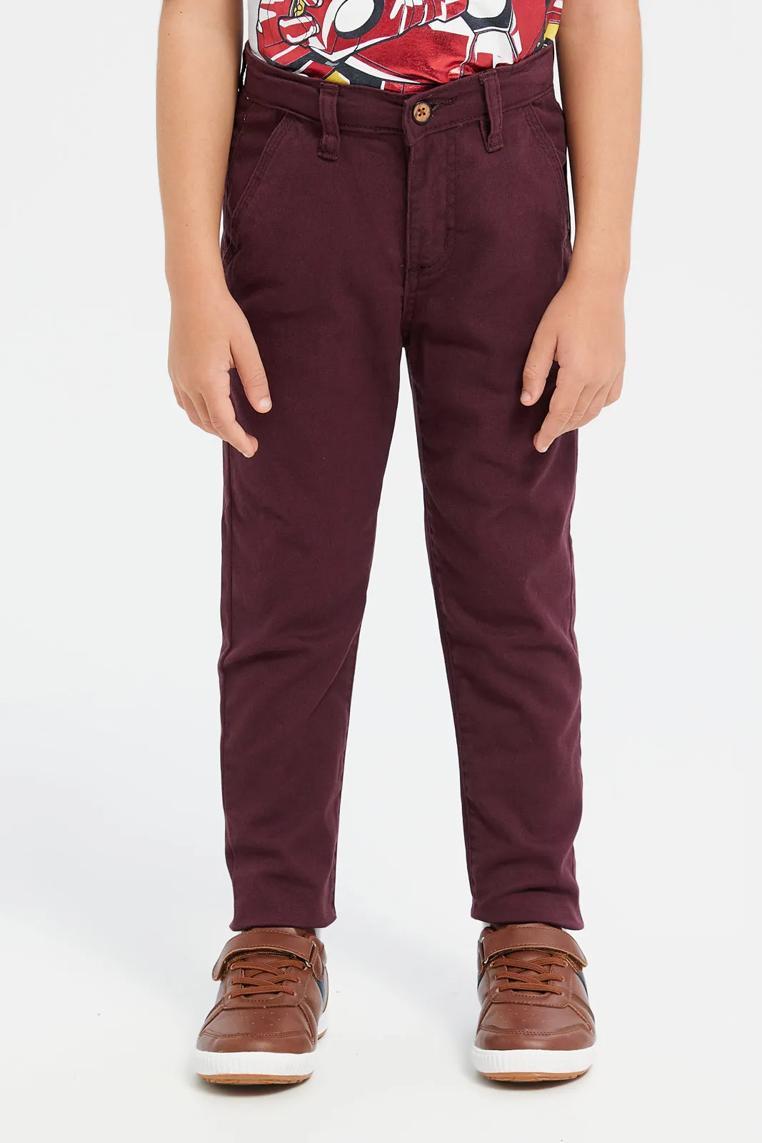 Boys Burgundy Chino Trousers