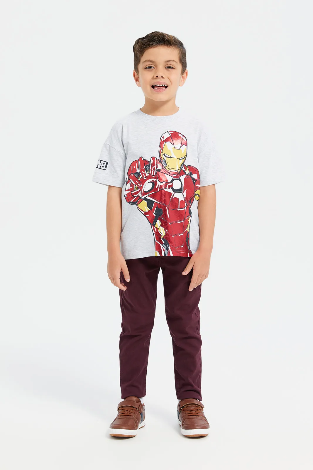 Boys Burgundy Chino Trousers