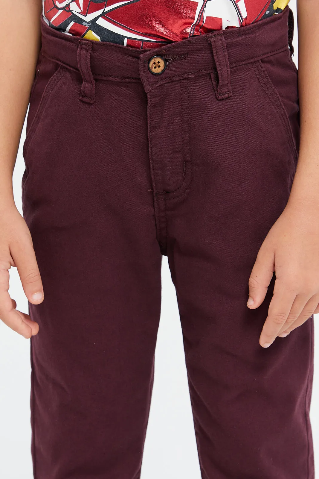 Boys Burgundy Chino Trousers