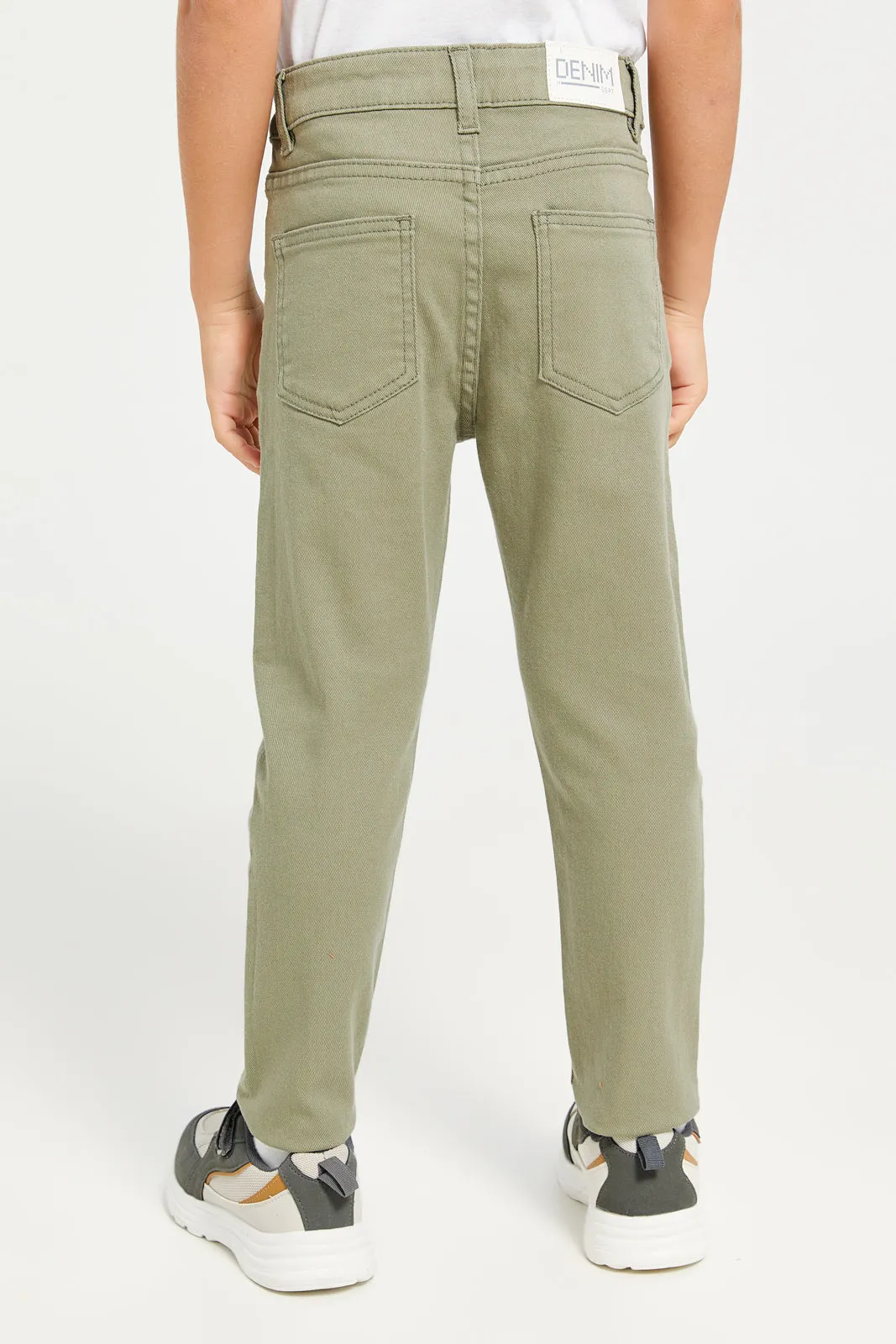 Boys Olive Denim Chino Trousers