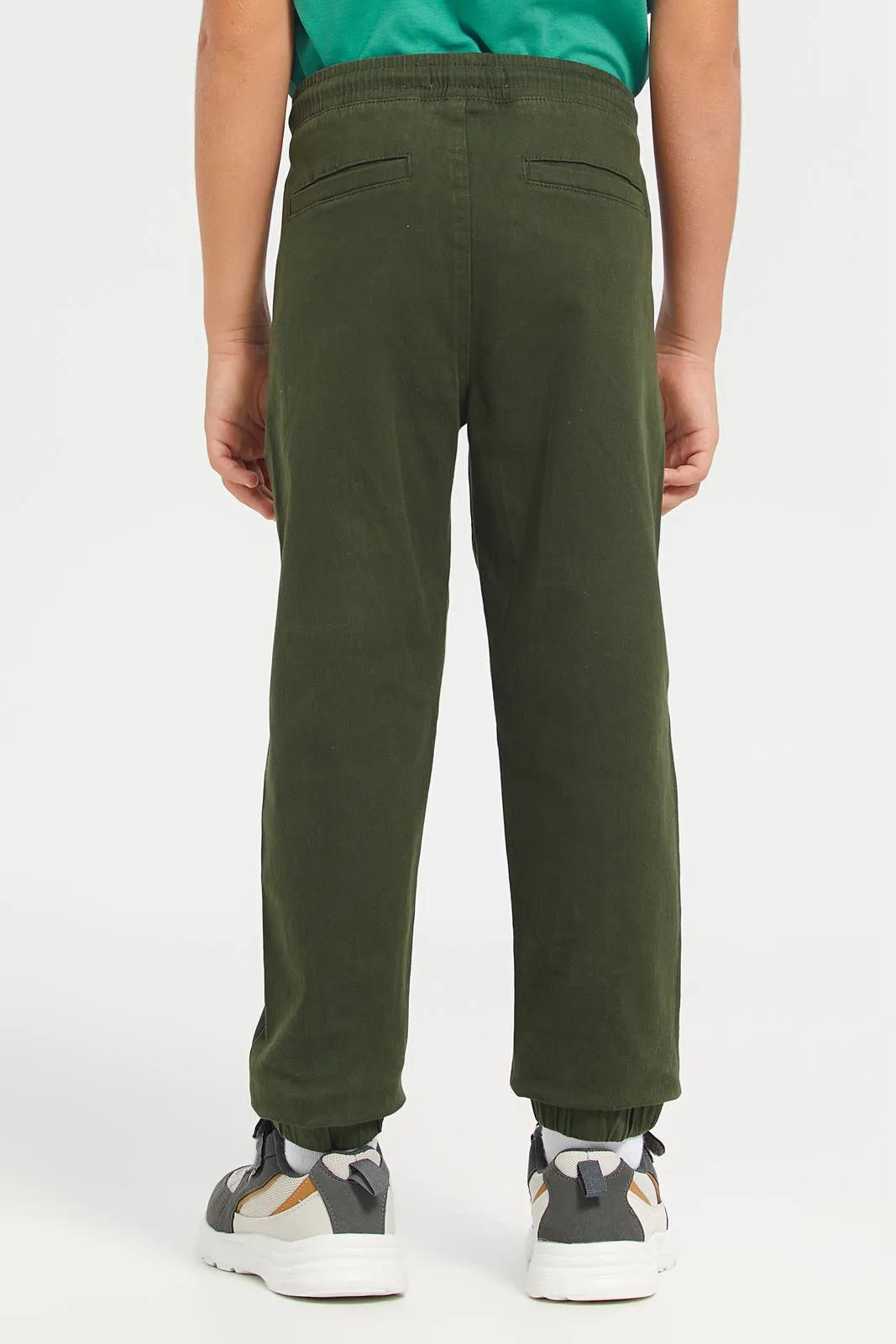 Boys Olive Twill Jogger