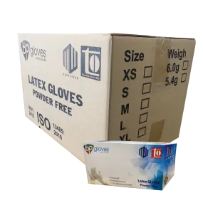 BP Latex Gloves, Powder-Free, size S, CASE (Pk: 100 pcs/box, 10 boxes/case)