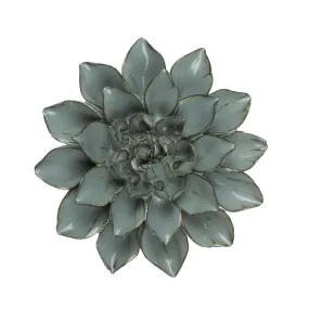 Ceramic Bloom: Aqua Black Flower