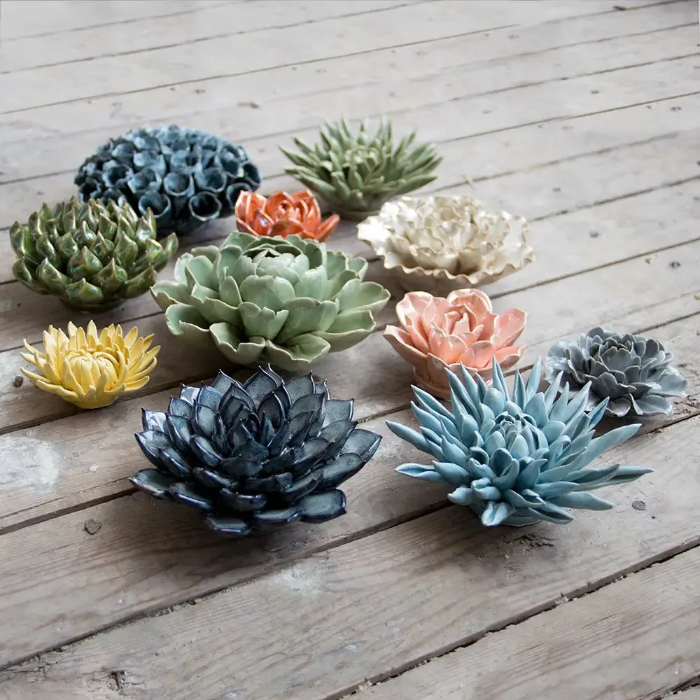 Ceramic Bloom: Large Blue Succulent